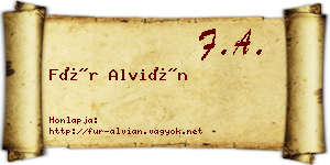 Für Alvián névjegykártya
